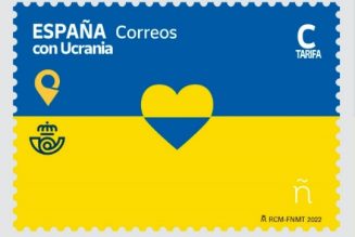 El sello de Correos ‘España con Ucrania’, expuesto en Kiev