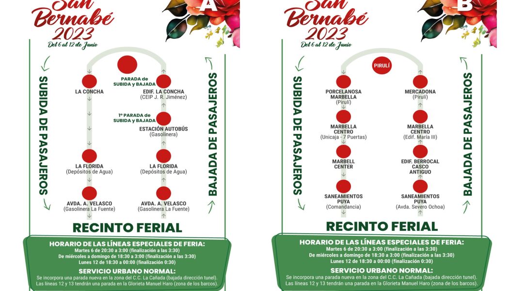 Marbella habilita dos lanzaderas gratuitas para la Feria de San Bernabé