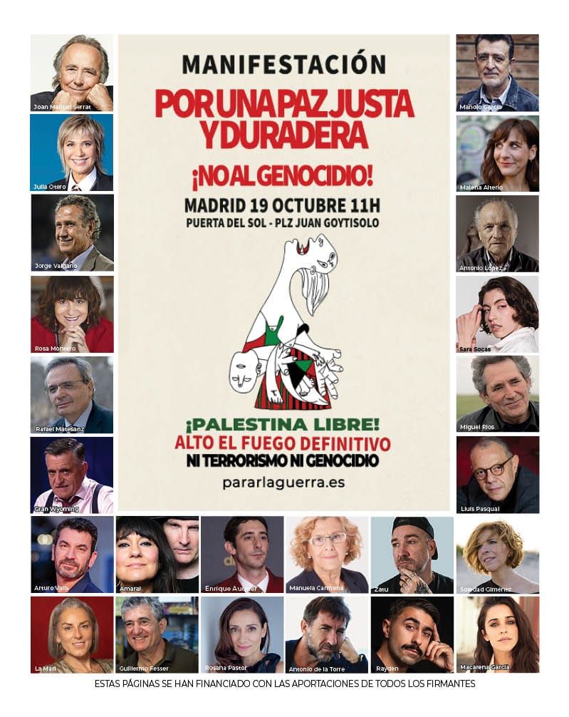 Este sábado, PararLaGuerra llama a "consolidar el frágil alto el fuego" en Gaza para lograr "una Paz Justa y Duradera para una Palestina Libre" 1 2 11
