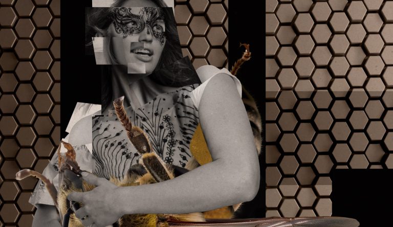 Oh happy bee. Collage digital. Impresion sobre soporte rigido. 2023 scaled e1770545925547